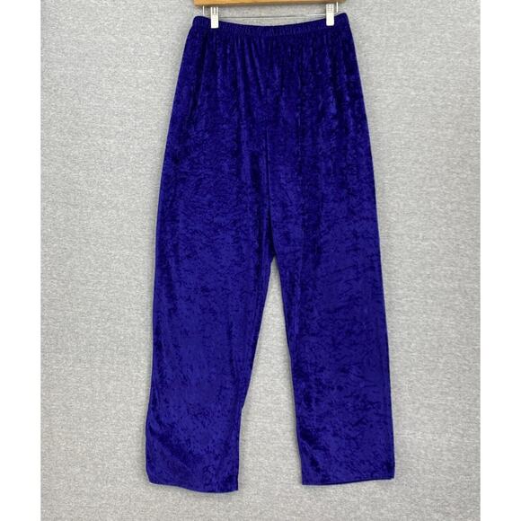 Vintage Granada Pajama Set Womens Medium Purple Crushed Velour Lounge Pants Top - Picture 5 of 16
